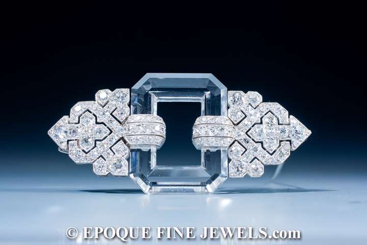 A very fine Art Deco rock crystal and diamond brooch